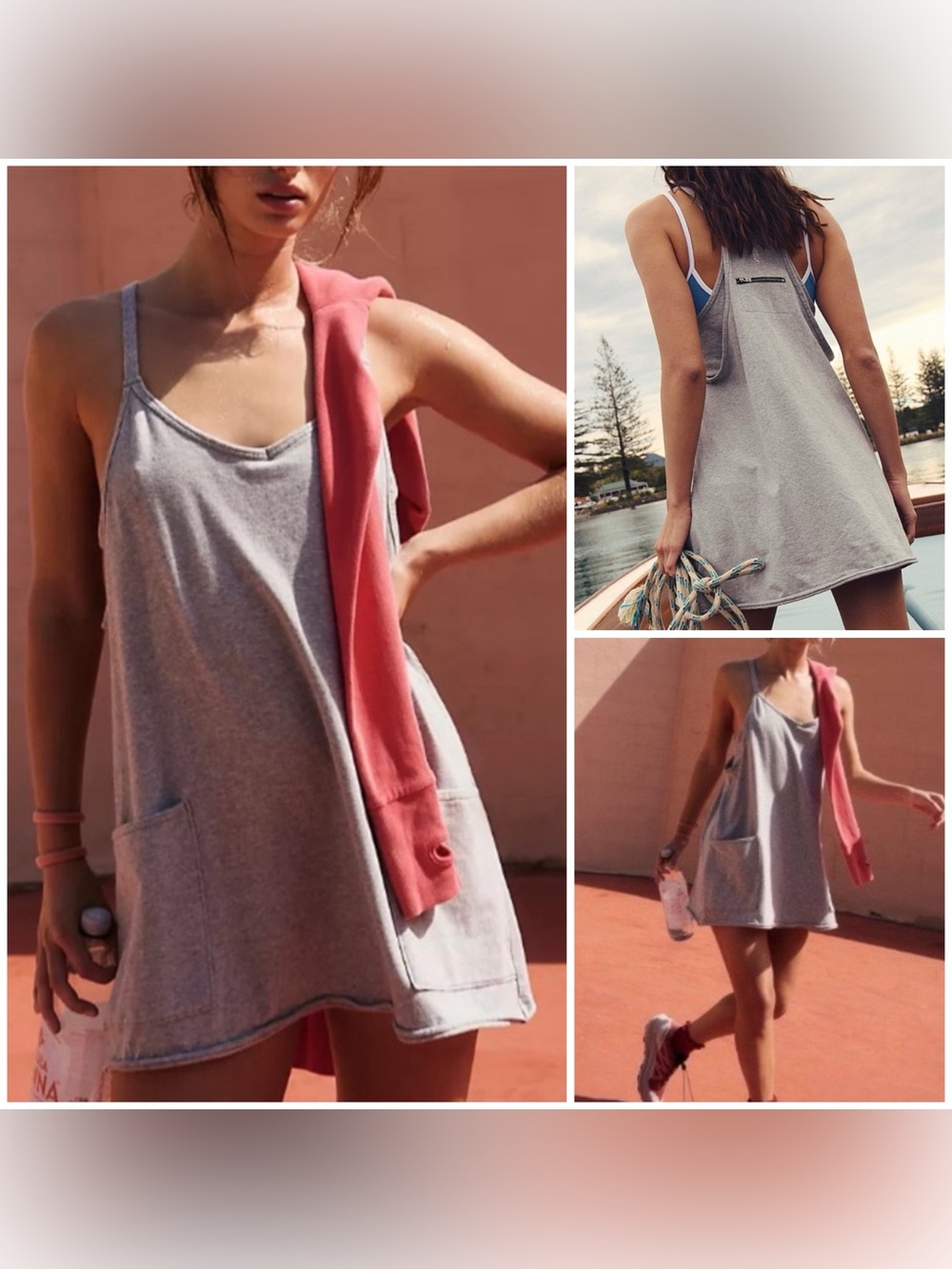 NWOT Free People FP Movement Hot Shot Mini Dress - Heather grey - Large